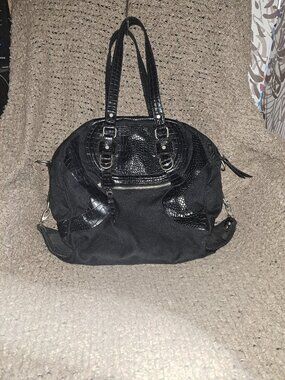 LULULEMON-Croc Embossed Large Bowler Bag-Black-HTF-Excellent